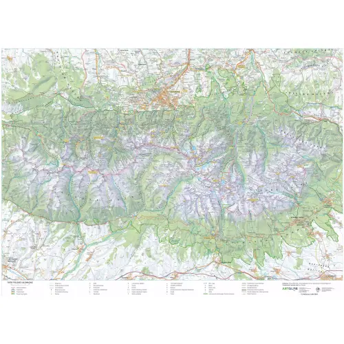 Tatry polskie i słowackie mapa ścienna - naklejka 1:50 000, 100x70 cm, ArtGlob